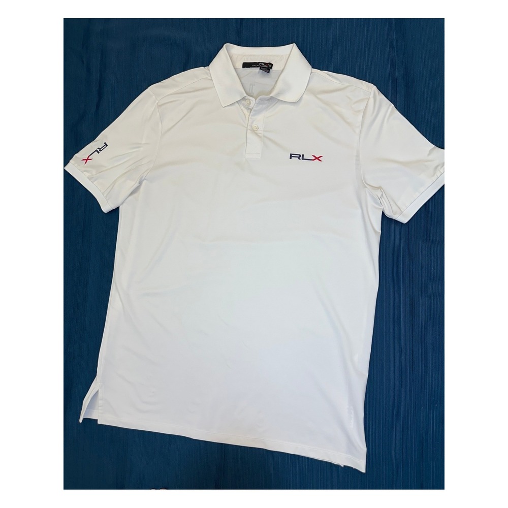 RLX Ralph Lauren Mens White Performance Golf Polo Shirt Logo Short Sleeve XL